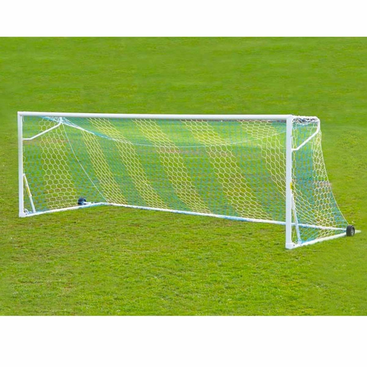 Jaypro 8'x24'x4'x10' Two-Toned HEX Official Soccer Nets, 5mm, SN-2 (pair) White/Black 3 Jaypro 8'x24'x4'x10' Two-Toned HEX Official Soccer Nets, 5mm, SN-2 (pair) White/Black - Image 3